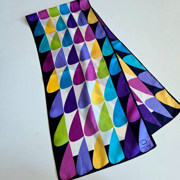 Oscar de la Renta multicolored long scarf. - Picture 5 of 6